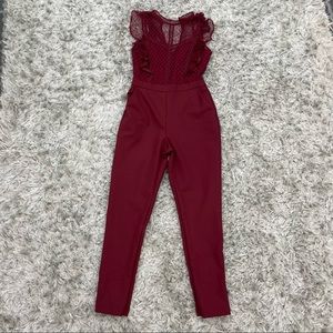 Adelyn Rae-Burgandy jumpsuit-Small